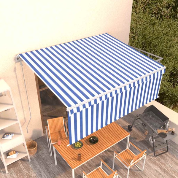 Automatically extractable markise, blue and white, 4x3m