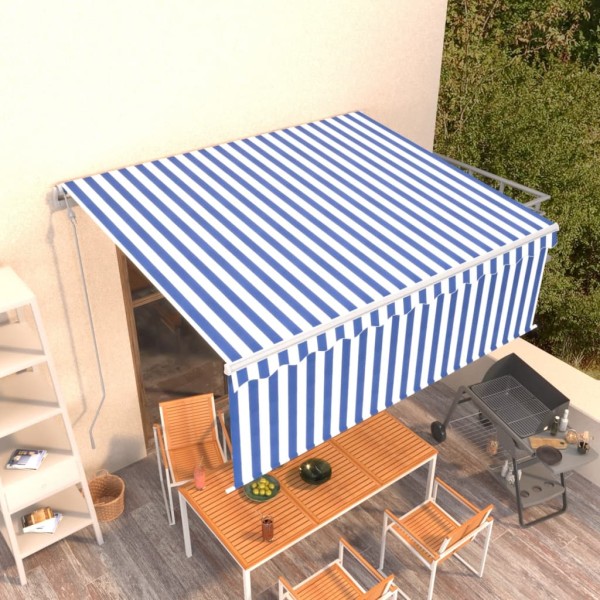 Automatically extractable markise, blue and white, 4.5x3m