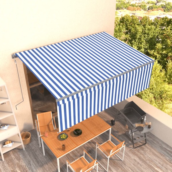 Automatically extractable markise, blue and white, 4.5x3m