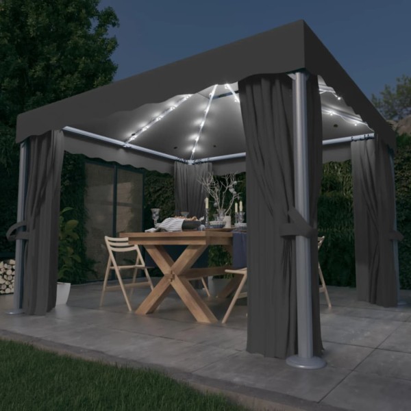 Light bulbs and curtains LED, anthracite, 3x3m