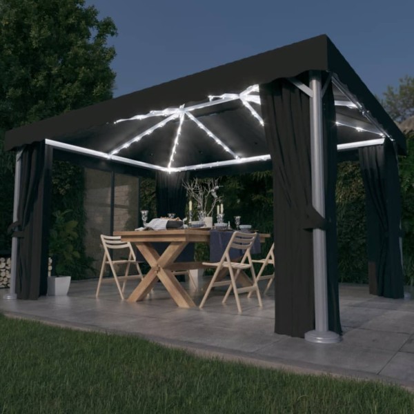 Light bulbs and curtains LED, anthracite, 4x3m
