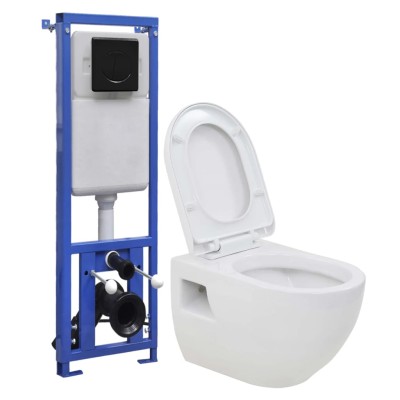 Suspended toilet with...