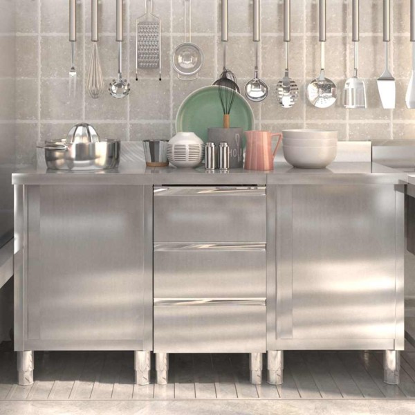 Commercial kitchen cabinets, 3 pcs, stainless steel