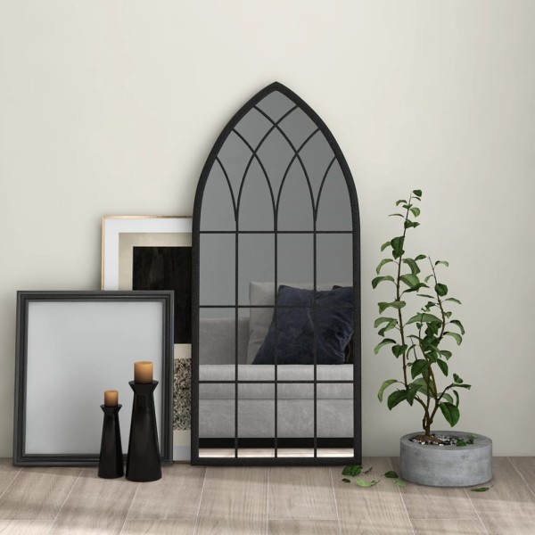Mirror, black, 100x45cm, iron, for internal use