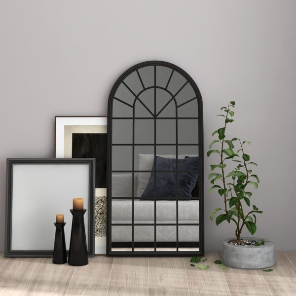 Mirror, black, 90x45cm, iron, for internal use