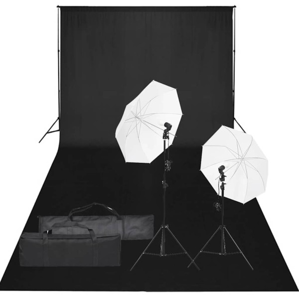 Photography studio set with light set and background