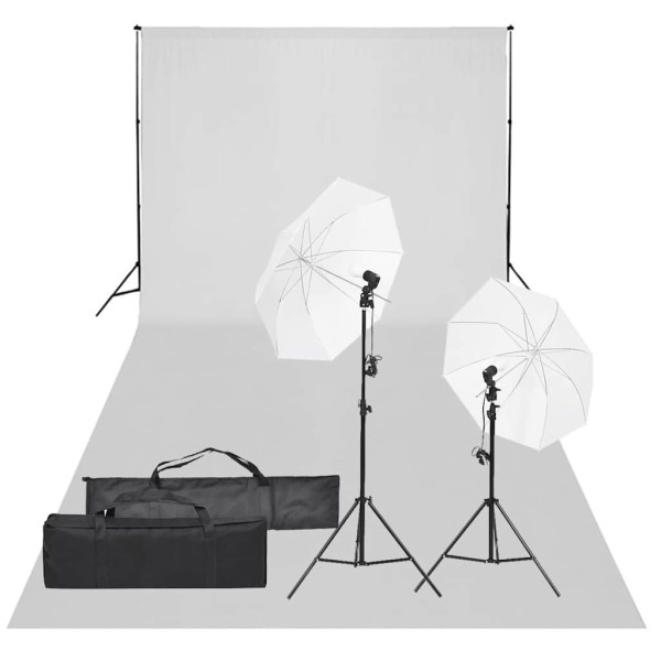 Photography studio set with light set and background