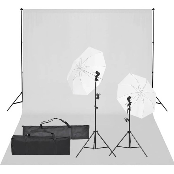 Photography studio set with light set and background