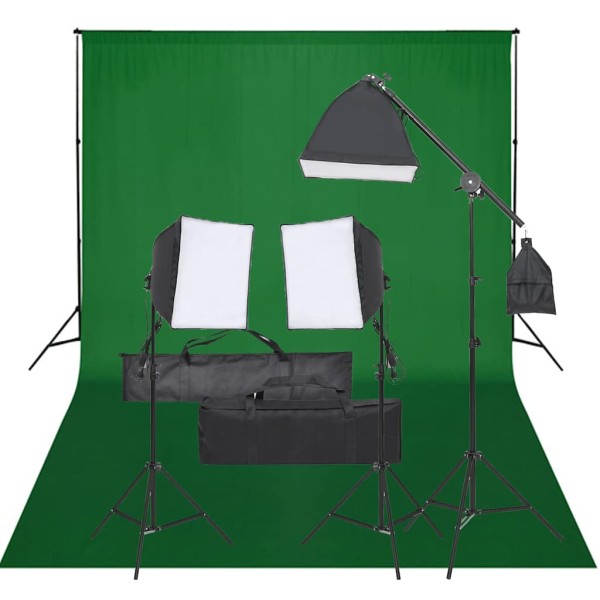 Photography studio set with light set and background