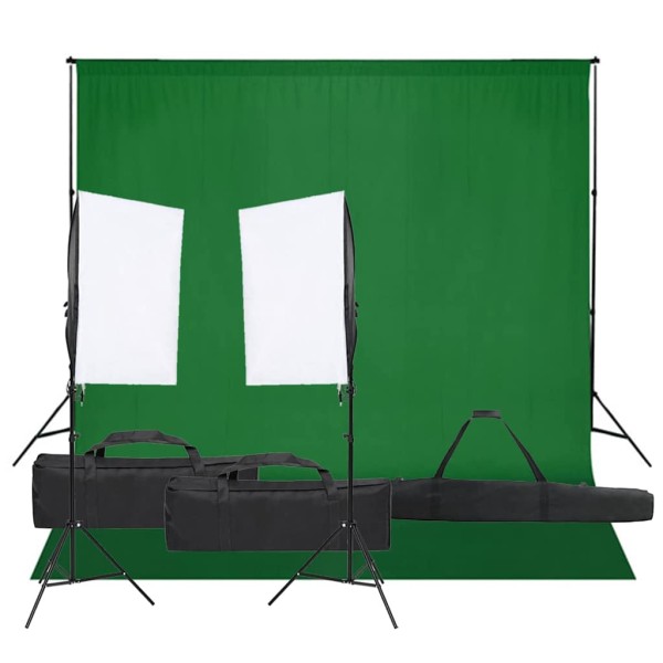 Photography studio set with light set and background