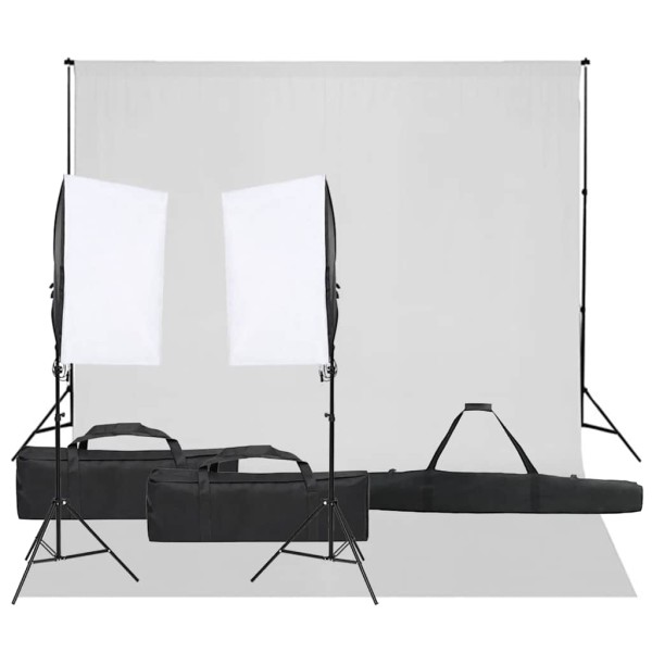 Photography studio set with light set and background