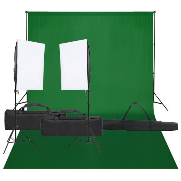 Photography studio set with light set and background