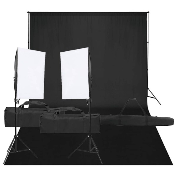 Photography studio set with light set and background