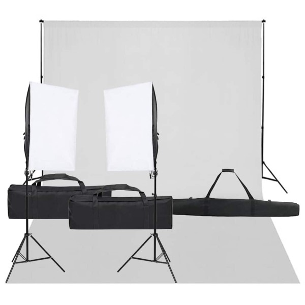 Photography studio set with light set and background