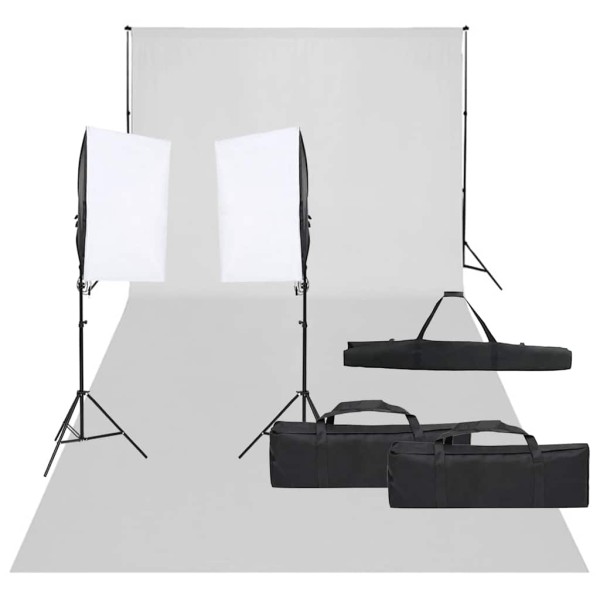 Photography studio set with light set and background