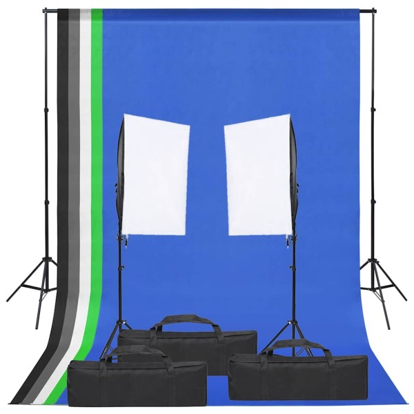 Photography studio set with light set and background