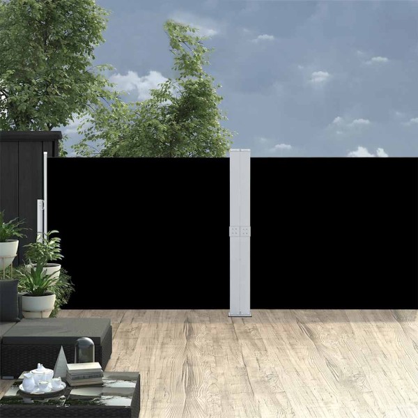 Pull out side yard partition, black, 140x1200cm