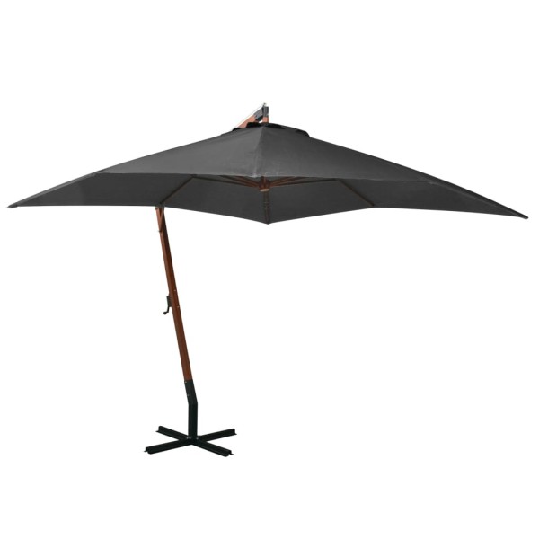 hanging garden umbrella with column, anthracite, 3x3m, spruce array
