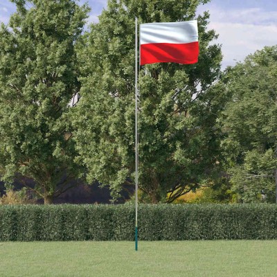 Polish flag with mast,...