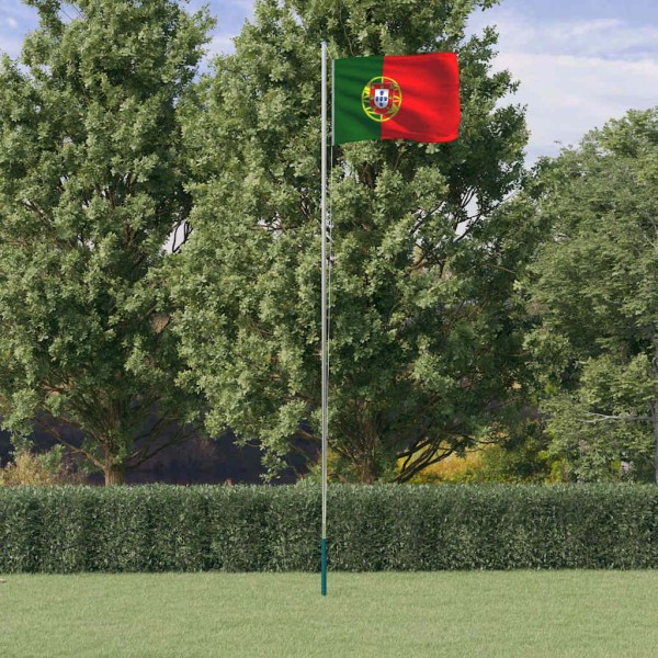 Portuguese flag with mast, aluminum, 6,08m