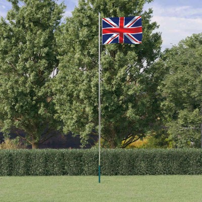 UK flag with mast,...