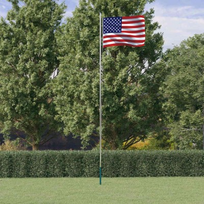US flag with mast,...