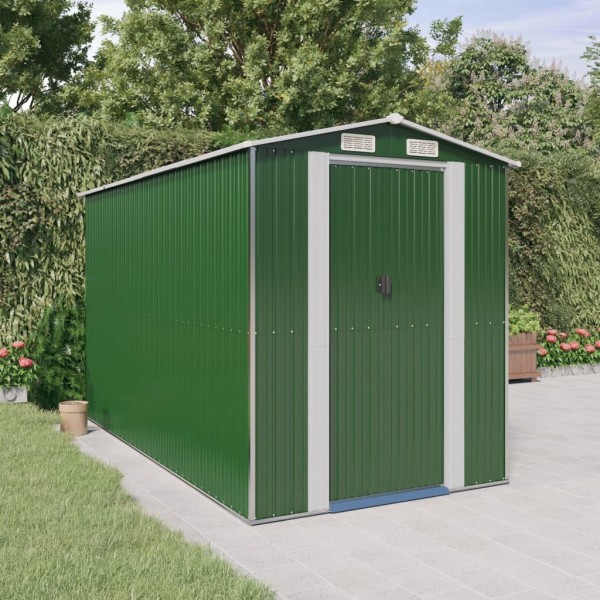 Garden shed, green, 192x357x223cm, galvanized steel