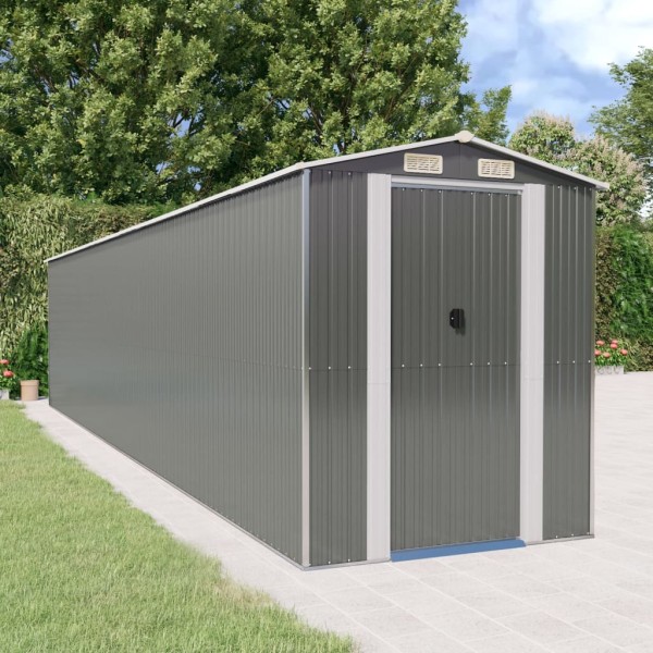 Garden shed, light grey, 192x938x223cm, steel