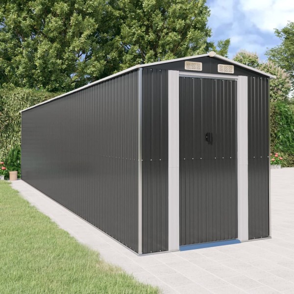 Garden shed, anthracite, 192x855x223cm, galvanized steel