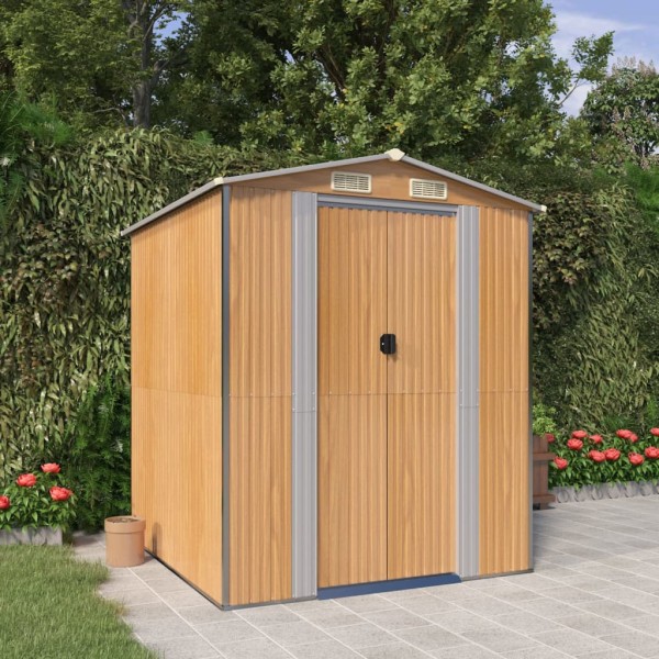 Garden shed, light brown, 192x191x223cm, steel