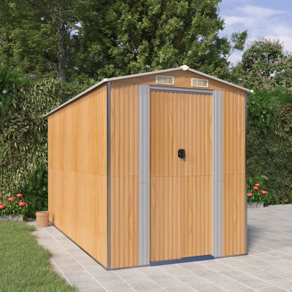 Garden shed, light brown, 192x357x223cm, steel