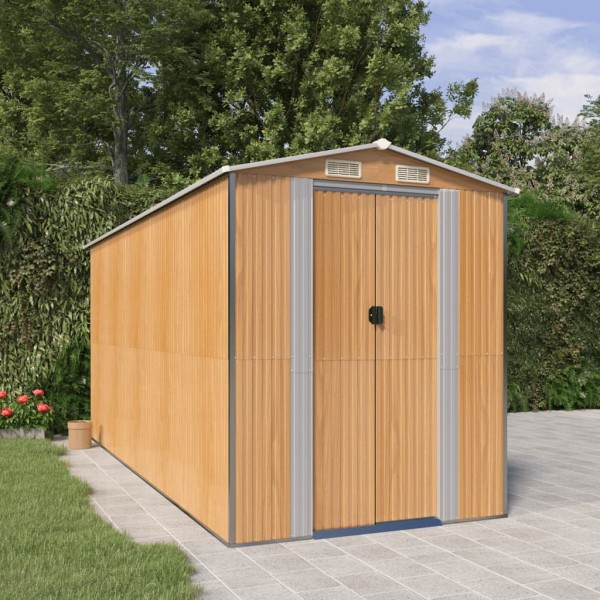 Garden shed, light brown, 192x440x223cm, steel