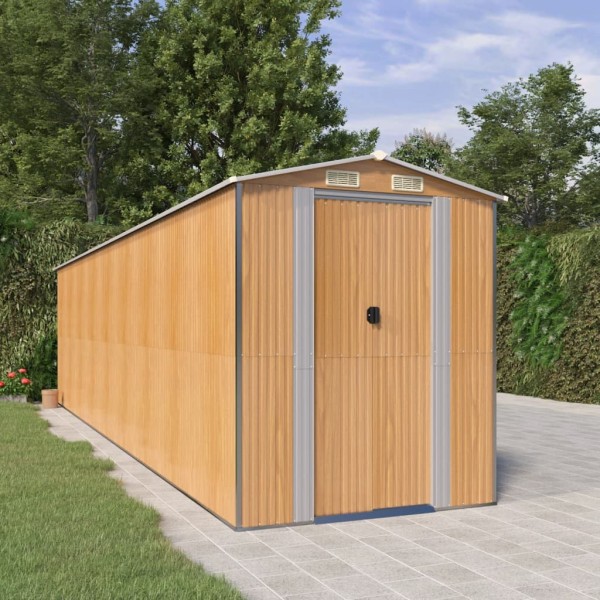 Garden shed, light brown, 192x772x223cm, steel