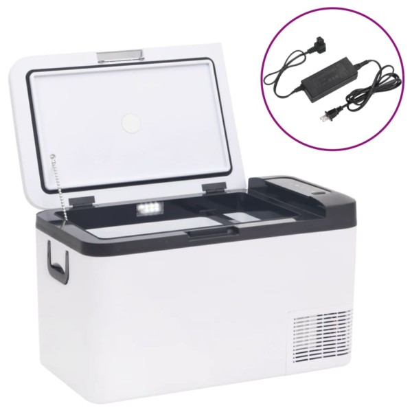 Cold box with handle and adapter, black and white, 25l, PP and PE