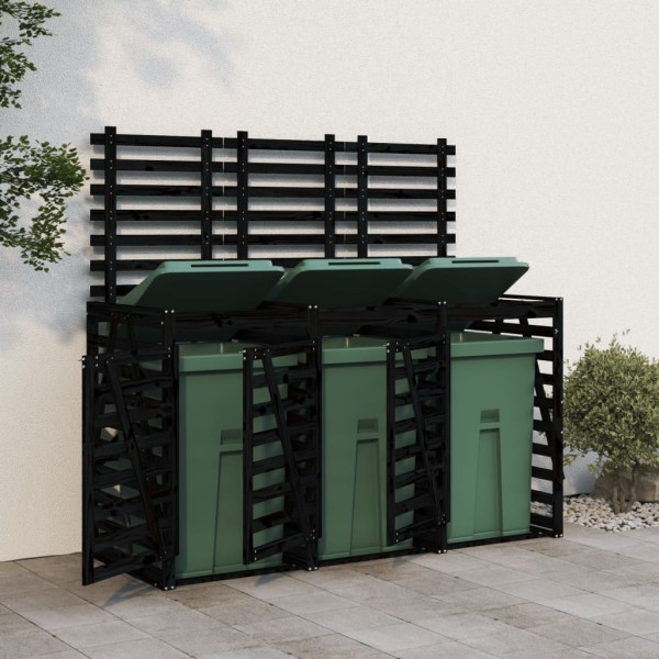 Triple container shelter, black, pine wood array