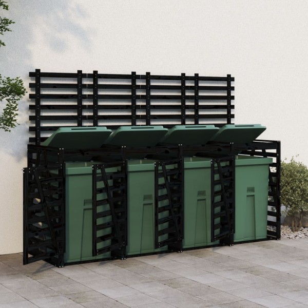 Quadruple container shelter, black, pine wood array