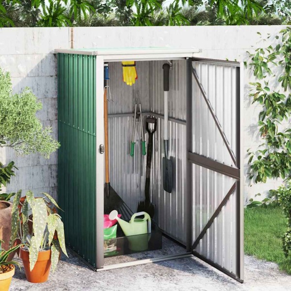 Garden tool shed, green, 88x89x161cm, galvanized steel