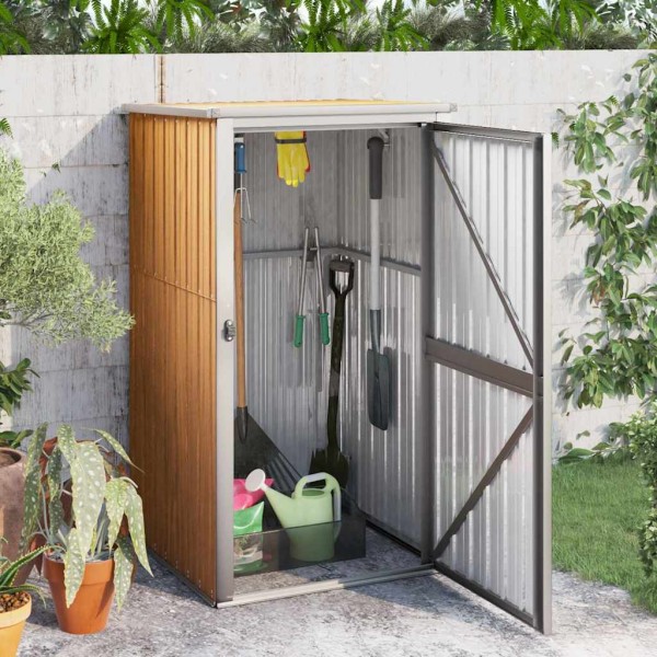 Garden tool shed, brown, 88x89x161cm, galvanized steel