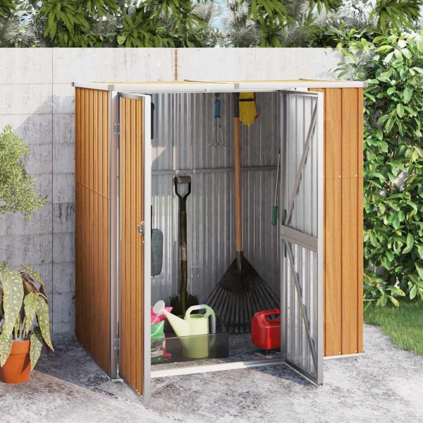 Garden tool shed, brown, 161x89x161cm, galvanized steel