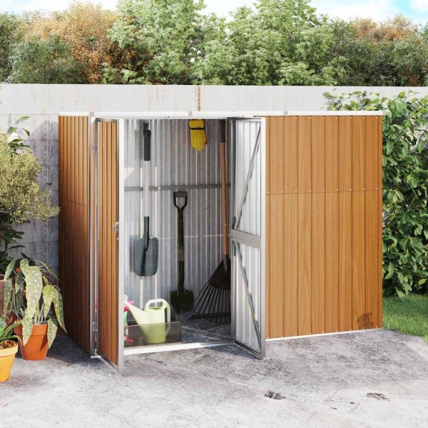 Garden tool shed, brown, 225x89x161cm, galvanized steel