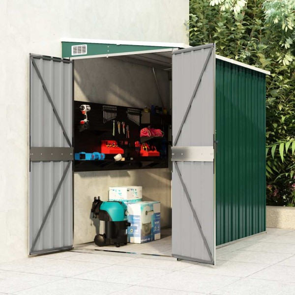 Garden shed, green, 118x194x178cm, galvanized steel