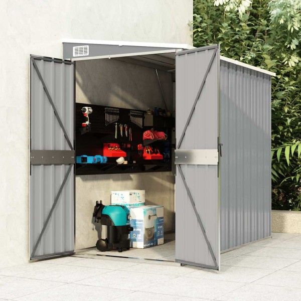 Garden shed, gray, 118x194x178cm, galvanized steel