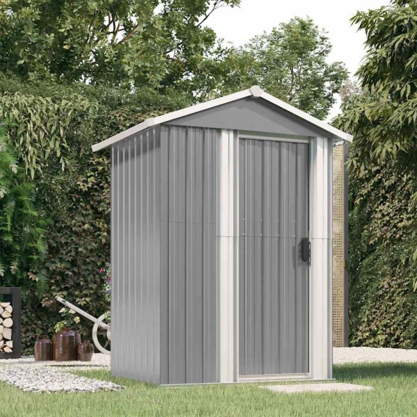 Garden shed, grey, 126x97,5x177cm, galvanized steel