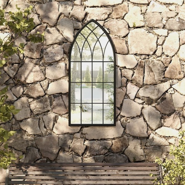 Garden mirror, black, 100x45cm, iron