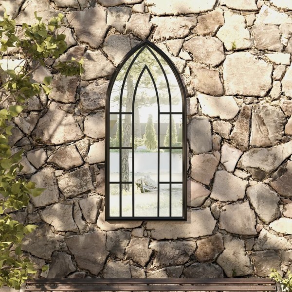 Garden mirror, black, 100x45cm, iron