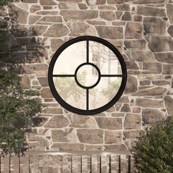 Garden mirror, black, 60x4cm, iron, circular