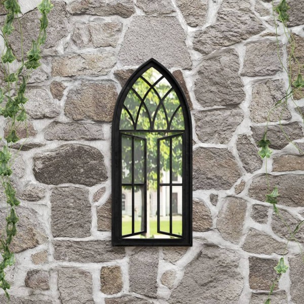 Garden mirror, black, 70x30cm, iron