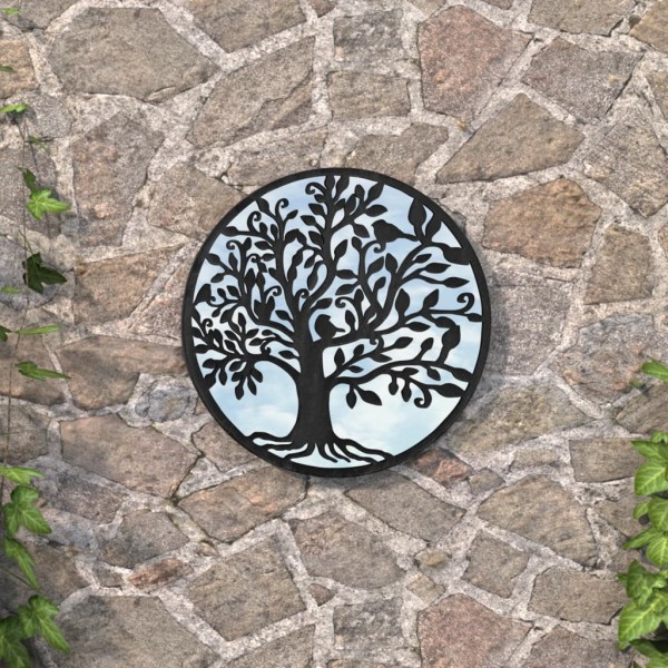 Garden mirror, black, 60x2,5cm, iron, circular