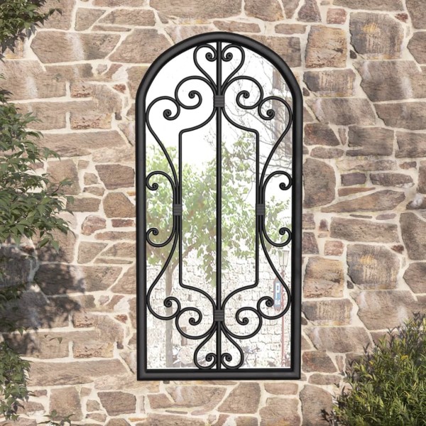 Garden mirror, black, 100x45cm, iron