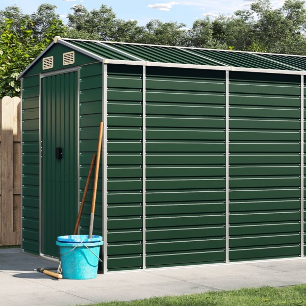 Garden shed, green, 191x980x198cm, galvanized steel